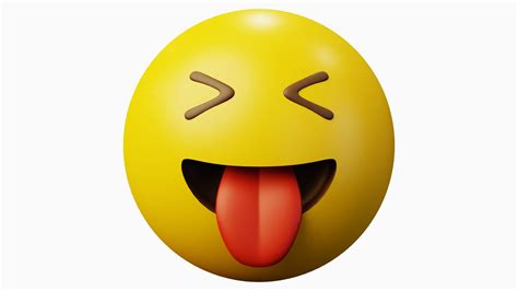 Tongue Out Yellow Ball Emoticon Emoji Or Smiley 3d Model By Cangbacang