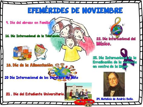 Maestra Asunción Carteleras Efemérides De Noviembre Efemerides De