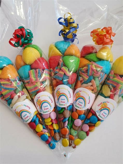 Personalised Rainbow Themed Pre Filled Sweet Cones Colourful Chocolate