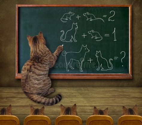 Cat Teacher And His Pupils Stock Photo Image Of Learn 126147092