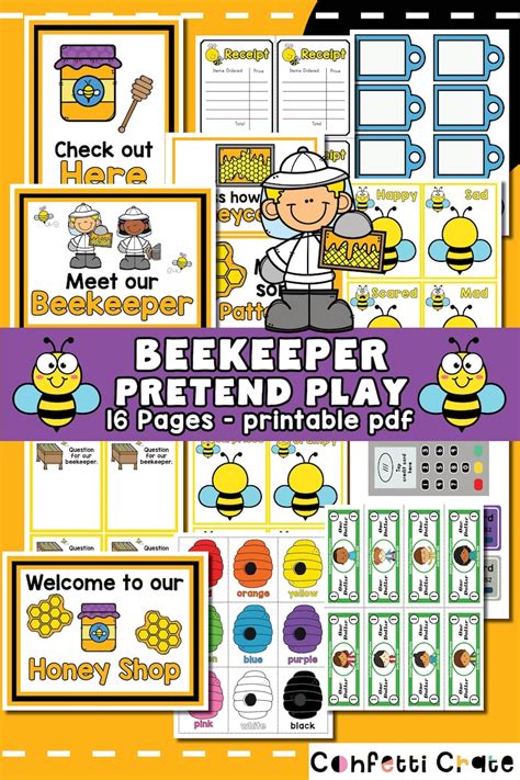 Beekeeper Pretend Play Printables Bees Dramatic Play Bees Etsy