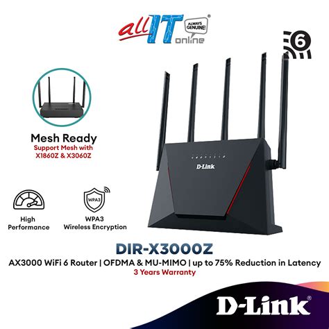 D Link Dir X3000z Ax3000 High Gain Antennas Mesh Wireless Wifi 6 Router