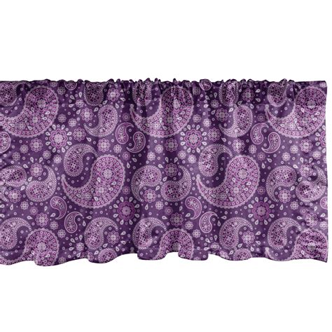 Ambesonne Purple Paisley Window Valance Floral Motif Damask 54 X 12