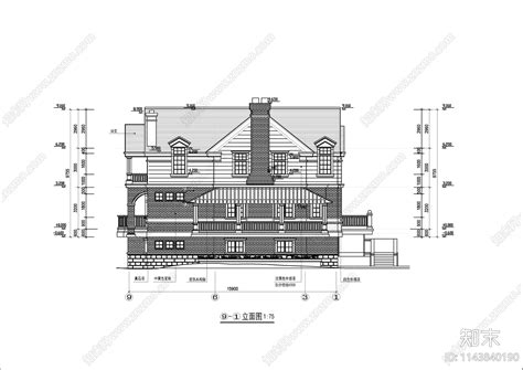 欧式风三层高档别墅建筑施工图下载【id1143840190】知末案例馆