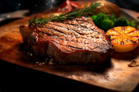 Premium Ai Image Wellfried Steak Steak On Wooden Rain Delicious