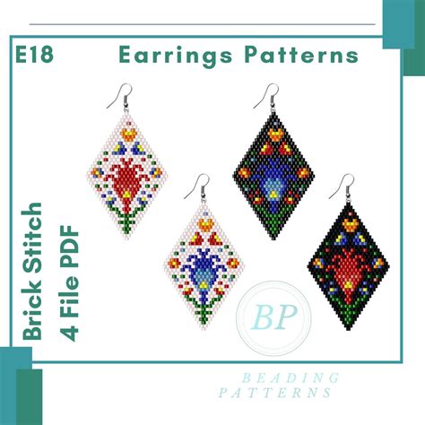 Lowicz Folk Earrings Patterns Brick Stitch Miyuki Beads 4 Etsy