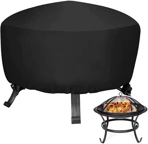 Round Fire Pit Cover Waterproof Outdoor Fire Pit Cover With Hem Cord