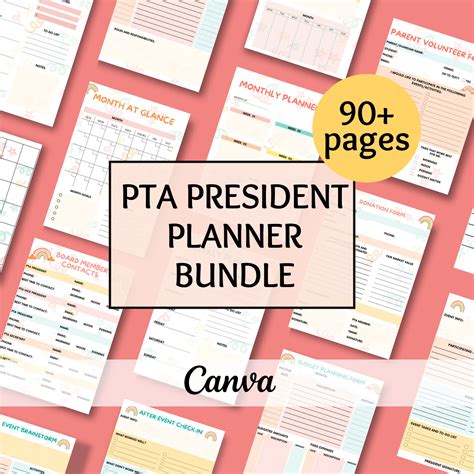 Editable Pta President Planner Binder Pto Forms Bundle Hand Out