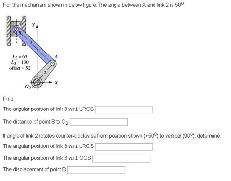 For The Mechanism Shown In The Figure Below The Angle Between X And