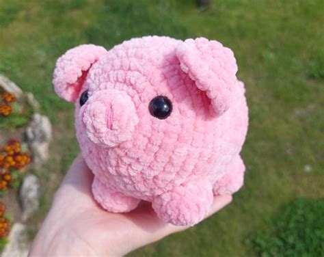 Soft Crochet Pig Plushie Chubby Pig Plushy Plush Amigurumi Toy