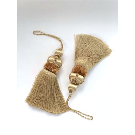 Gold Key Tassels With Cut Velvet Ruche A Pair Chairish