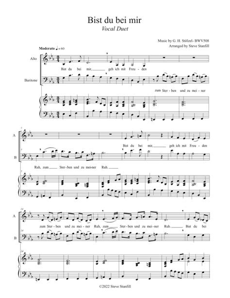 Bist Du Bei Mir Partitions Johann Sebastian Bach Bmv Piano Et