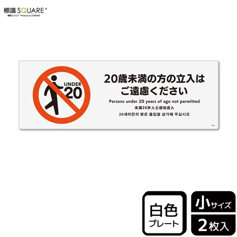 標識square 「20歳未満の方の立入はご遠慮ください」 Ctk6101 【プラスチックプレート】ヨコ型 横190mm×縦65mm 標識