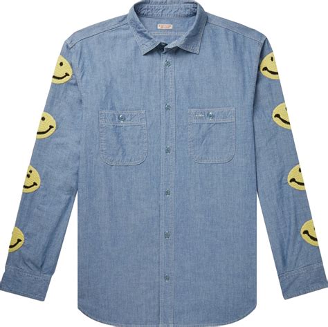 Kapital Smiley Face Sleeve Embroidered Blue Shirt Shrill Season 3