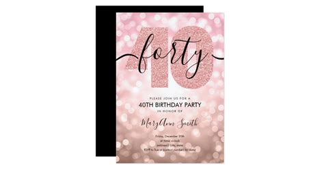 Elegant Modern Rose Gold 40th Birthday Party Invitation