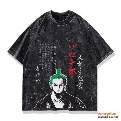 Jual T Shirt One Piece Roronoa Zoro Style Stone Wash Oversized Kaos