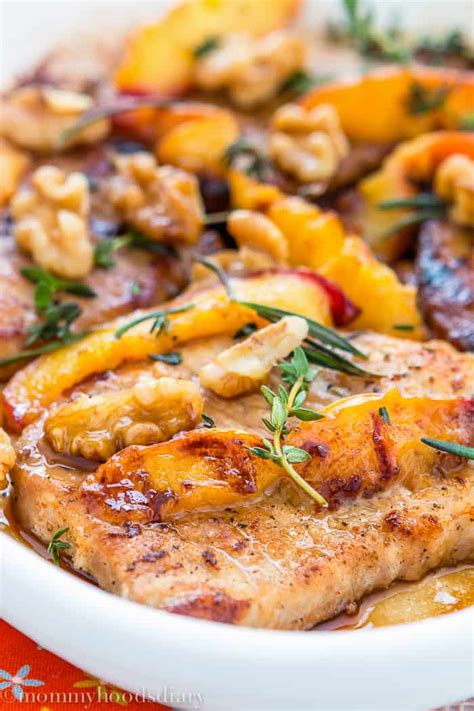 Grilled Pork Chops With Peaches And Walnuts Mommys Home Cooking