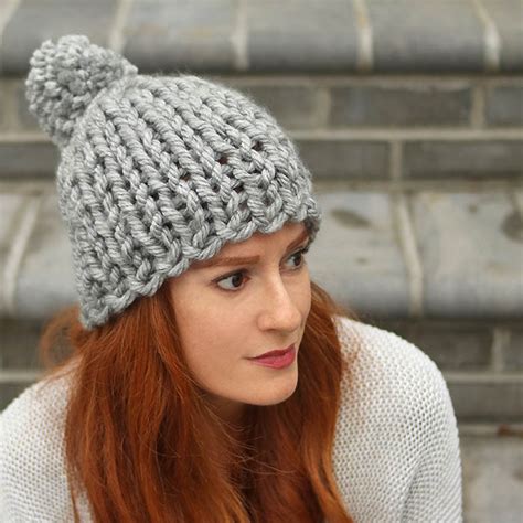 Flat Knit Super Chunky Hat Free Knitting Pattern Gina Michele