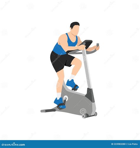 Man Doing Cardio Stationary Bike Spinning Exercise Stock Vector