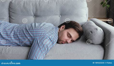 Exhausted Man Came Home After Work Flopped Down On Sofa Stock Video Video Of Drowse Feel