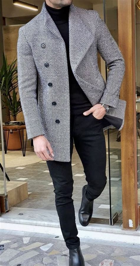 Plaid Mens Custom Over Coat And Mens Winter Fashion Inspiration Grey