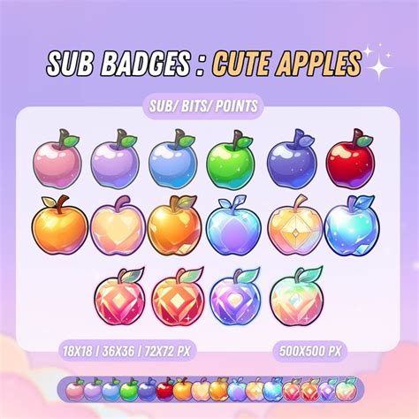 Sub Badges Cute Apples For Subscribers Twitch Sub Badges Twitch Bit