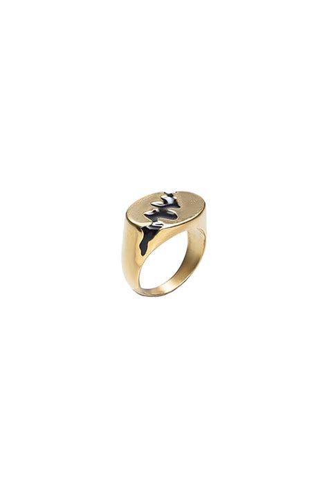 Gold Finish Ring In Brass Design By Ambar House At Pernias Pop Up Shop 2023