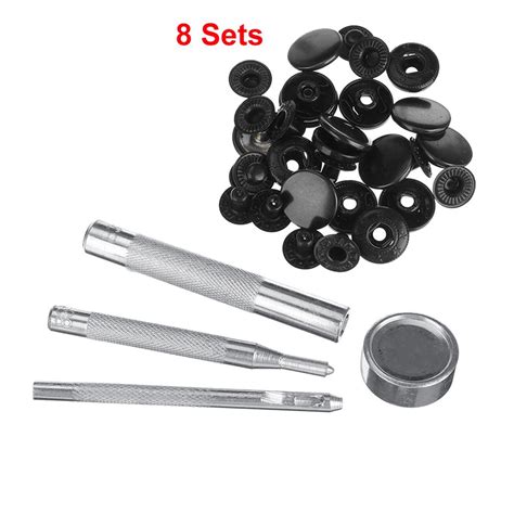 Set Mm Mm Black Snap Fastener Popper Press Stud Button With