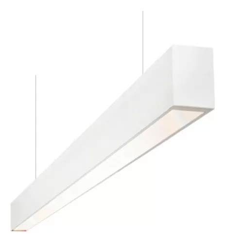 Pendente Linear Branco Preto Retangular Led W Neutra K Cor Branco