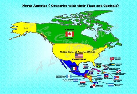 North America Countries And Capitals Map Winne Karalynn