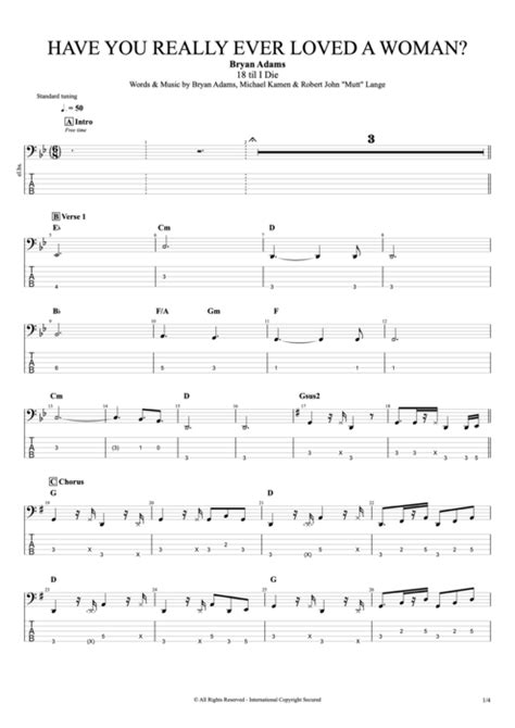 Have You Ever Really Loved A Woman Tab By Bryan Adams Guitar Pro Full Score Mysongbook