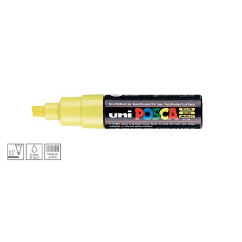 Caneta Posca Uni Ball PC 8K Ponta Biselada Grossa de Acrílico 8 mm