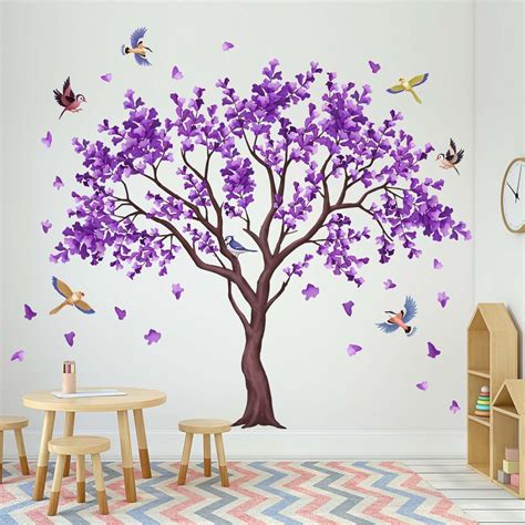 Amazon Pinkeleph Large Cherry Blossom Tree Wall Stickers Purple