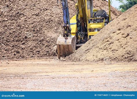 Excavator Parked On The Ground In Construction Site Stock Image Image