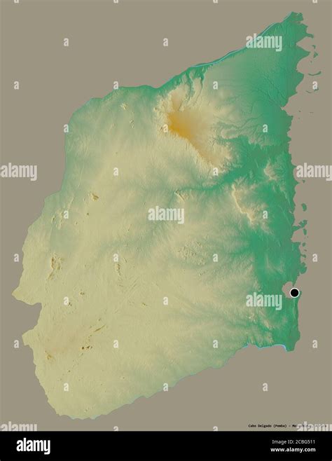 Shape Of Cabo Delgado Province Of Mozambique With Its Capital