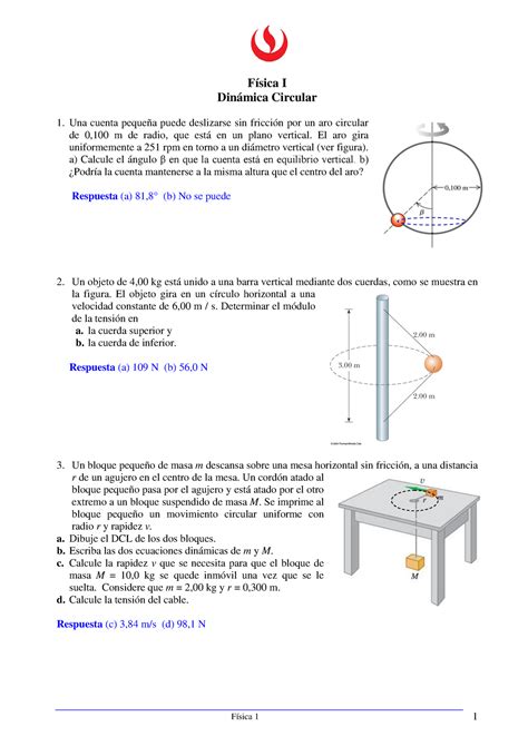 Ejercicio propuestos de dinamica circular Física 1 1 Física I