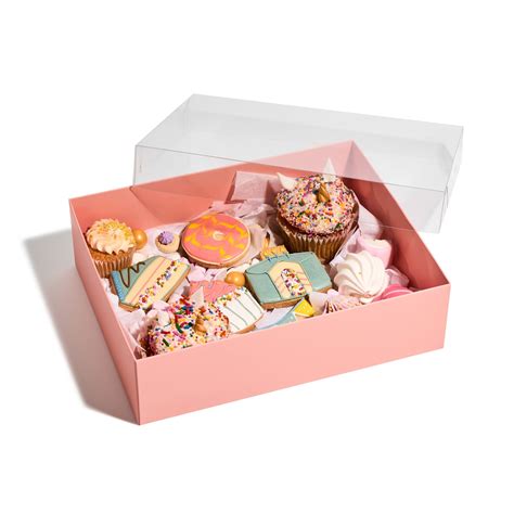 Cake Craft Company Pink Deluxe Treat Boxes With Clear Lid Boards