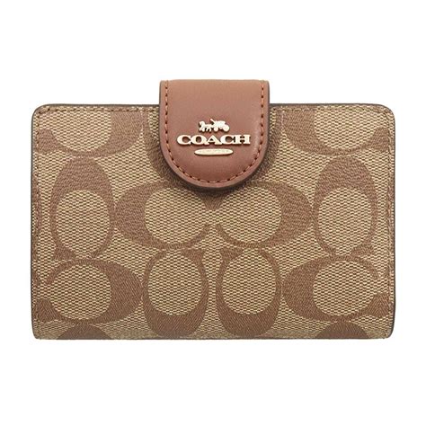 Coach 蔻馳 經典馬車c Logo緹花pvc中夾卡其焦糖 Pchome 24h購物