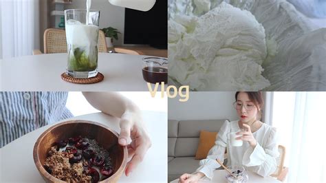 다이어트vlog 우유와 함께하는 건강하고 맛있는 다이어트 식단 다이어트 녹차 라떼 홈메이드 그릭 요거트 요거트볼 우유 오트밀 Youtube