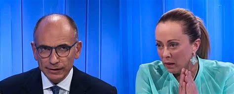 Confronto Meloni Letta Contro Adozioni Gay Il Leader Dem Stato Non Norma L Amore DIRE It