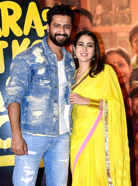 Mumbai Actor Vicky Kaushal And Sara Ali Khan Pose For A Photo During The Trailer Launch Of