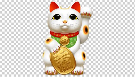 Ilustración de manekineko en blanco y dorado japonés bobtail maneki