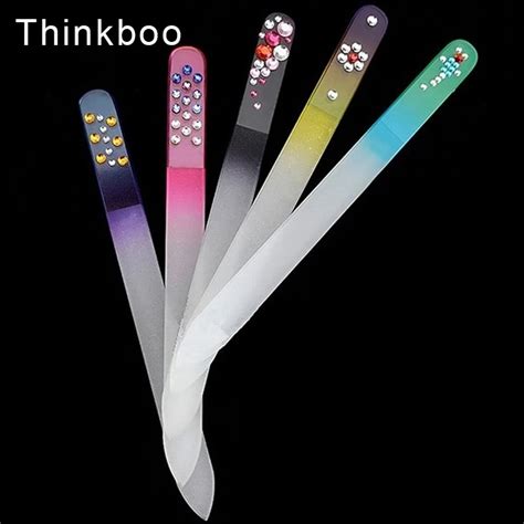 Thinkboo 5pcslot Durable Nail Files Crystal Glass Nail Buffer Nail