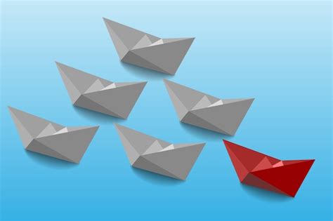 Premium Vector Leadership And Business Concept One Red Leader Ship