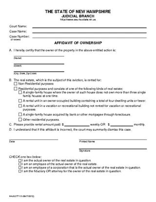 New Hampshire Affidavit Of Ownership Form PDFSimpli