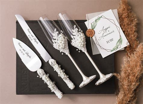 White Wedding Cake Server Set Wedding Cake Knife Cake Cutting Set Cake
