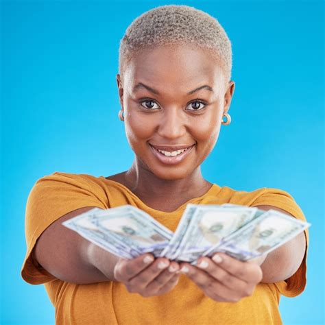 Premium Photo Money Offer And Happy Woman In Portrait For Success