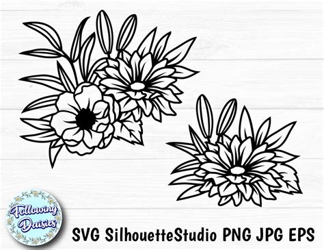 Floral Bouquets Svg Flowers Flower Cut File Floral Etsy