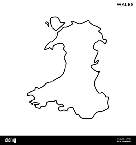 Line Map Of Wales Vector Stock Illustration Design Template Editable