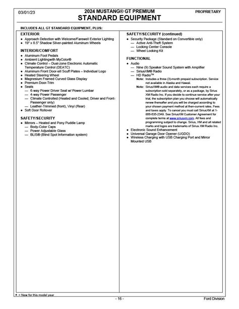 2024 S650 Ford Mustang Order Guide LMR